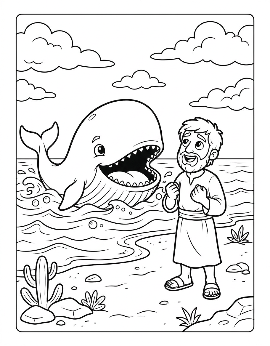 The Big Fish Lands Jonah on the Shore