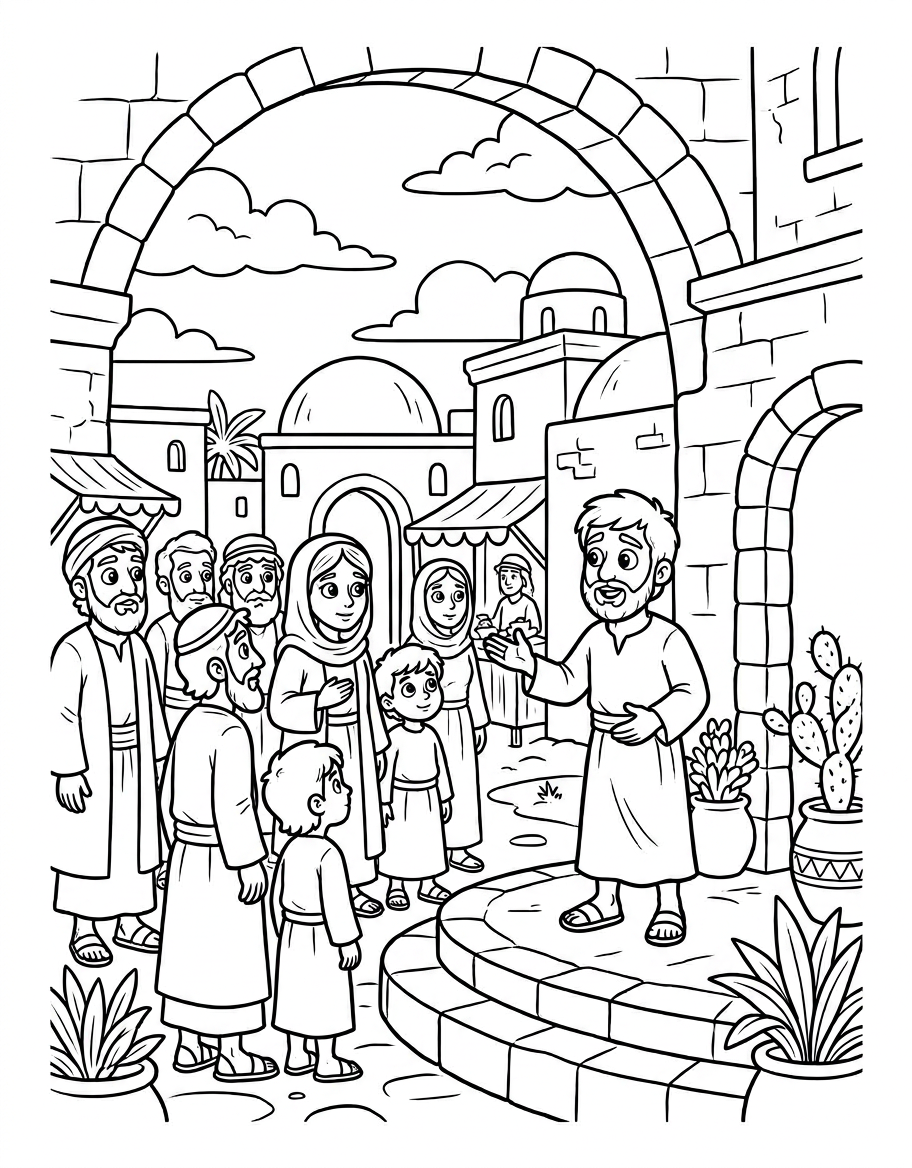 Jonah Preaches to the People of Nineveh